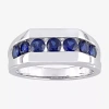 Fine Jewelry Mens Lab Created Blue Sapphire Sterling Silver Fashion Ring In Transparent