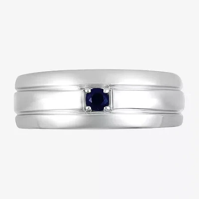 Fine Jewelry Mens Lab Created Blue Sapphire Sterling Silver Fashion Ring In Transparent