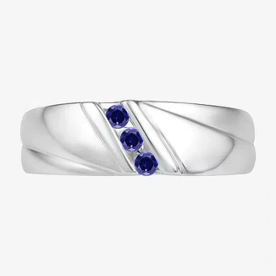 Fine Jewelry Mens Lab Created Blue Sapphire Sterling Silver Fashion Ring In Transparent