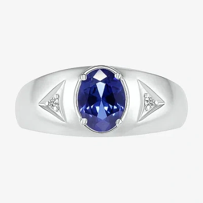 Fine Jewelry Mens Lab Created Blue Sapphire Sterling Silver Fashion Ring In Transparent