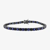Fine Jewelry Mens Lab Created Multi Color Sapphire Sterling Silver 9 Inch Tennis Bracelet In Transparent