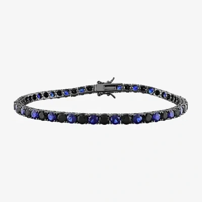 Fine Jewelry Mens Lab Created Multi Color Sapphire Sterling Silver 9 Inch Tennis Bracelet In Transparent