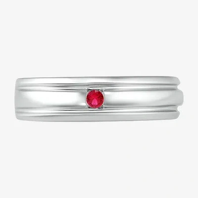 Fine Jewelry Mens Lab Created Red Ruby Sterling Silver Fashion Ring
