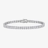 Fine Jewelry Mens Lab Created White Sapphire Sterling Silver 9 Inch Tennis Bracelet In Transparent
