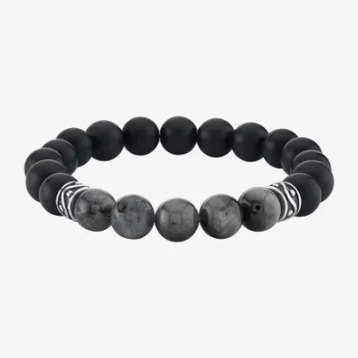 Fine Jewelry Mens Multi Color Agate Sterling Silver Beaded Bracelet In Transparent