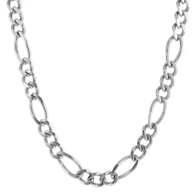 Fine Jewelry Mens Stainless Steel 11mm Figaro Chain In White