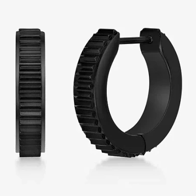 Fine Jewelry Mens Stainless Steel 16mm Hoop Earrings In Black