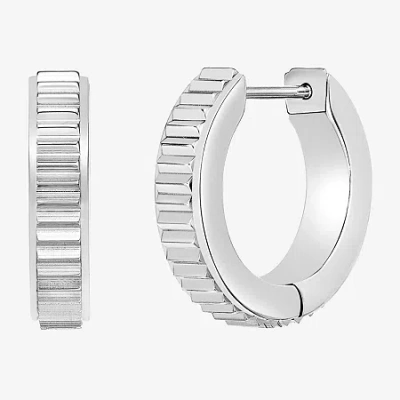 Fine Jewelry Mens Stainless Steel 16mm Hoop Earrings In White