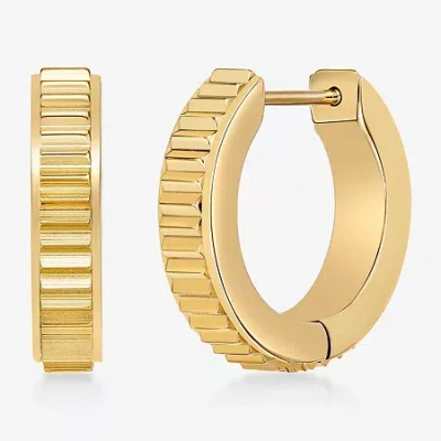 Fine Jewelry Mens Stainless Steel 16mm Hoop Earrings In Yellow