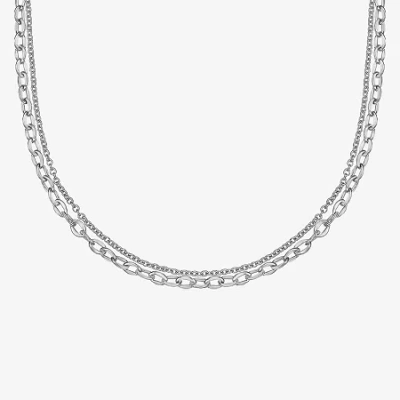 Fine Jewelry Mens Stainless Steel 22 Inch Link Chain Necklace In Transparent