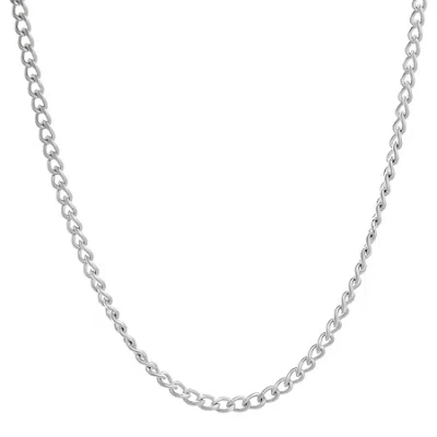 Fine Jewelry Mens Stainless Steel 24" 3mm Curb Chain In White
