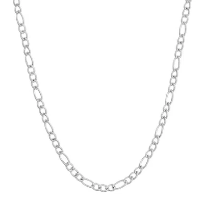 Fine Jewelry Mens Stainless Steel 24" 3mm Figaro Chain In White