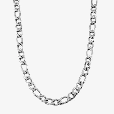 Fine Jewelry Mens Stainless Steel 24 Inch Figaro Chain Necklace In Transparent