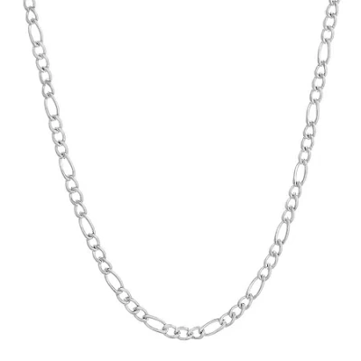 Fine Jewelry Mens Stainless Steel 30" 3mm Figaro Chain In White
