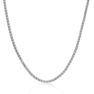 Fine Jewelry Mens Stainless Steel 30" 3mm Wheat Chain In White