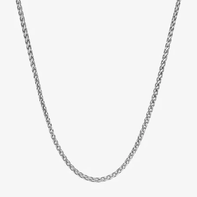 Fine Jewelry Mens Stainless Steel 3mm Wheat Chain In White
