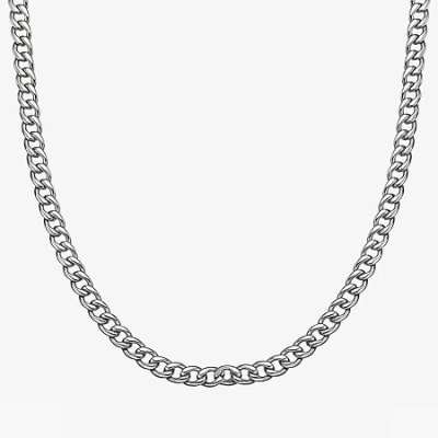 Fine Jewelry Mens Stainless Steel 7mm Curb Chain Necklace In Transparent
