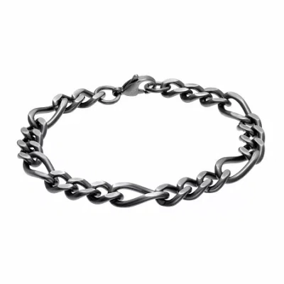 Fine Jewelry Mens Stainless Steel 8 1/2 Inch Figaro Chain Bracelet In Transparent