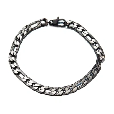 Fine Jewelry Mens Stainless Steel 8 1/2 Inch Figaro Chain Bracelet In Transparent