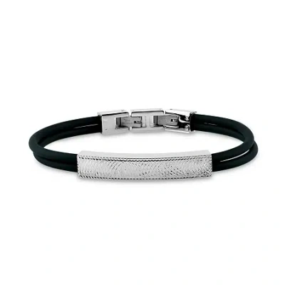 Fine Jewelry Mens Stainless Steel 8 1/2 Inch Id Bracelet In Black