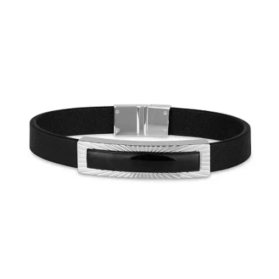 Fine Jewelry Mens Stainless Steel 8 1/2 Inch Id Bracelet In Transparent