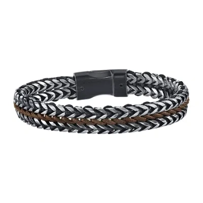 Fine Jewelry Mens Stainless Steel 8 1/2 Inch Link Bracelet In Transparent