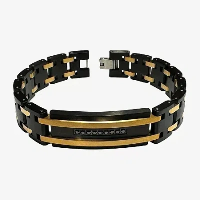 Fine Jewelry Mens Stainless Steel 8 1/2 Inch Link Bracelet In Transparent