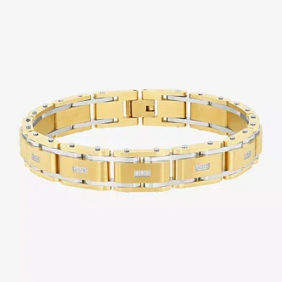 Fine Jewelry Mens Stainless Steel 8 1/2 Inch Link Bracelet In Transparent