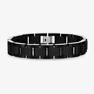 Fine Jewelry Mens Stainless Steel 8 1/2 Inch Link Bracelet In Transparent