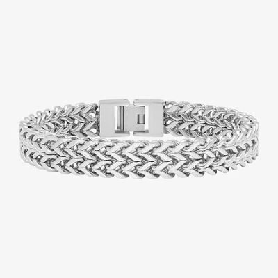 Fine Jewelry Mens Stainless Steel 8 1/2 Inch Link Chain Bracelet In White