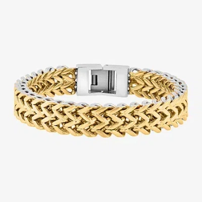 Fine Jewelry Mens Stainless Steel 8 1/2 Inch Link Chain Bracelet In Yellow