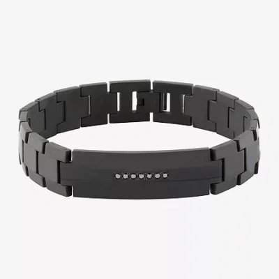 Fine Jewelry Mens Stainless Steel 8 1/2 Inch Link Id Bracelet In Transparent