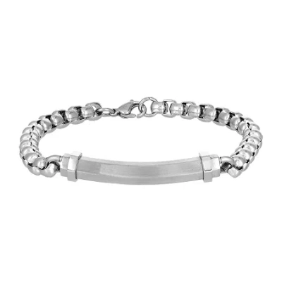 Fine Jewelry Mens Stainless Steel 8 1/2 Inch Solid Box Chain Bracelet In Transparent