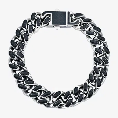 Fine Jewelry Mens Stainless Steel 8 1/2 Inch Solid Chain Bracelet In Black