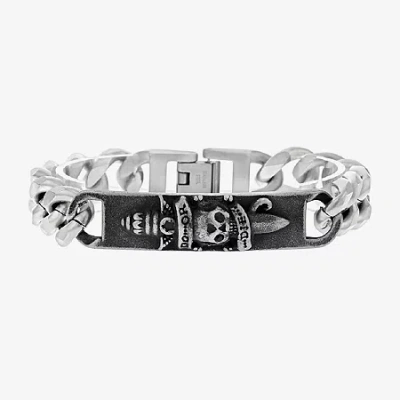 Fine Jewelry Mens Stainless Steel 8 1/2 Inch Solid Cuban Hypoallergenic Chain Bracelet In Black