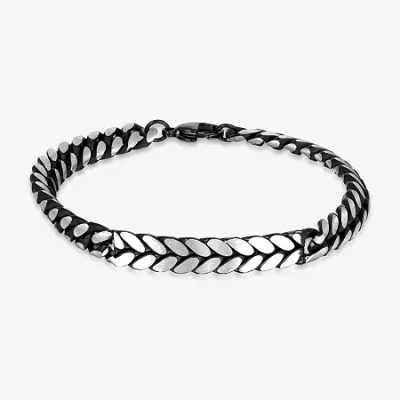 Fine Jewelry Mens Stainless Steel 8 1/2 Inch Solid Curb Id Bracelet In Transparent