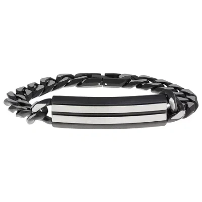 Fine Jewelry Mens Stainless Steel 8 1/2 Inch Solid Curb Id Bracelet In Transparent