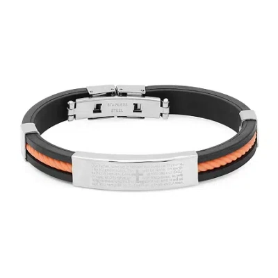 Fine Jewelry Mens Stainless Steel 8 1/2 Inch Solid Id Bracelet In Black