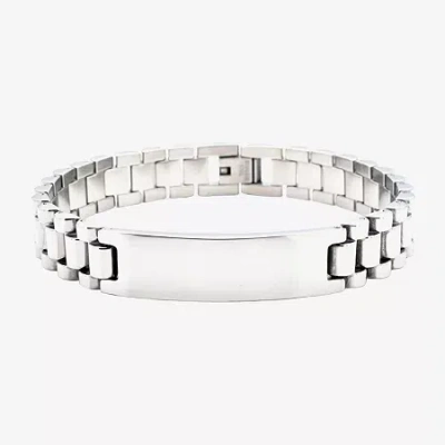 Fine Jewelry Mens Stainless Steel 8 1/2 Inch Solid Id Bracelet In White
