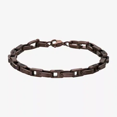 Fine Jewelry Mens Stainless Steel 8 1/2 Inch Solid Link Chain Bracelet In Transparent