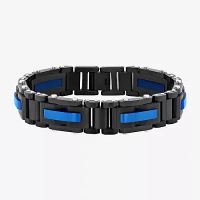 Fine Jewelry Mens Stainless Steel 8 1/2 Inch Solid Link Chain Bracelet In Transparent
