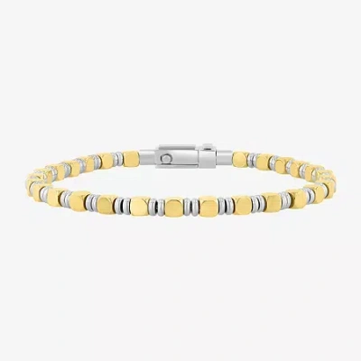 Fine Jewelry Mens Stainless Steel 8 1/2 Inch Tennis Bracelet In Yellow
