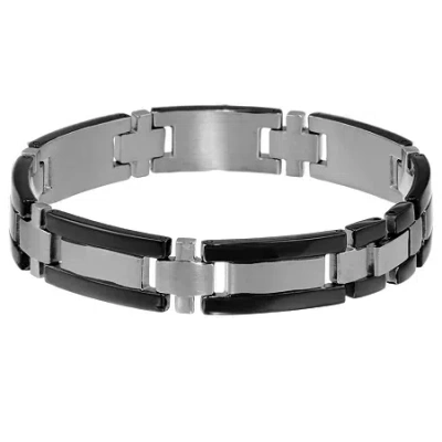 Fine Jewelry Mens Stainless Steel 8 1/4 Inch Link Bracelet In Transparent