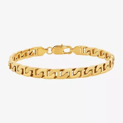 Fine Jewelry Mens Stainless Steel 8 3/4 Inch Link Bracelet In Yellow