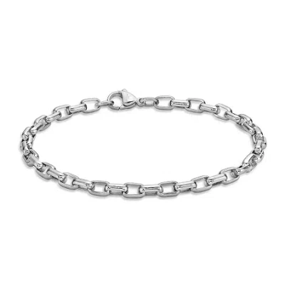 Fine Jewelry Mens Stainless Steel 8" 5mm Rolo Bracelet In White