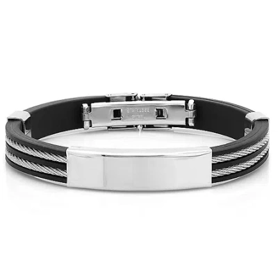 Fine Jewelry Mens Stainless Steel 8 Inch Solid Id Bracelet In Transparent