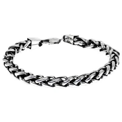 Fine Jewelry Mens Stainless Steel 9 1/2 Inch Solid Wheat Chain Bracelet In Transparent