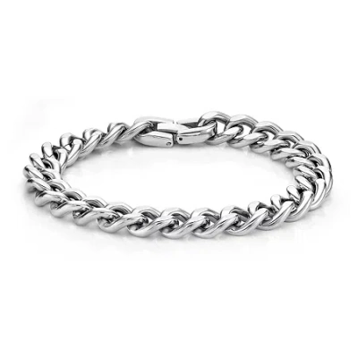 Fine Jewelry Mens Stainless Steel 9" 12mm Chunky Curb Bracelet In White