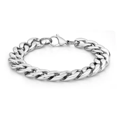 Fine Jewelry Mens Stainless Steel 9" 13mm Chunky Curb Bracelet In White