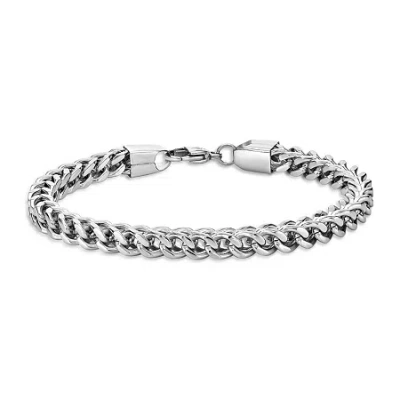 Fine Jewelry Mens Stainless Steel 9" 6mm Foxtail Bracelet In White